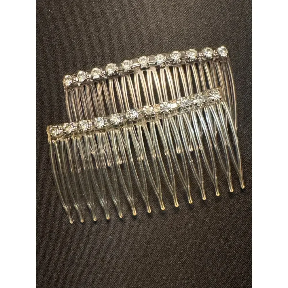 Vintage USA Set of Hair Combs w/ Rhinestones
